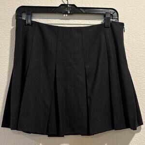 Theory NWT Dark Charcoal Gray Vivian Wool Blend Pleated Mini Skirt Size 4